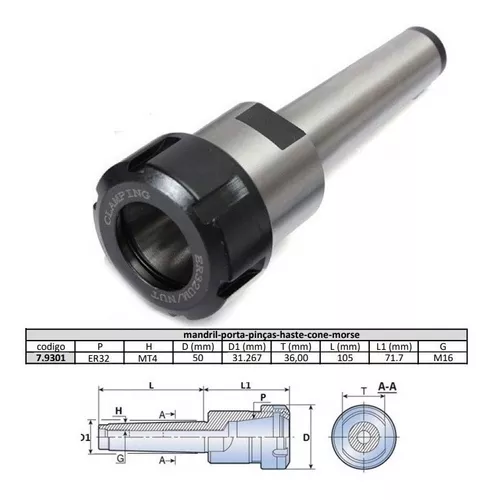 Mandril Porta Pinça ER32 Cm4 X M16